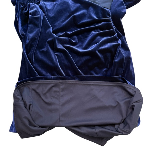 Leslie Fay Velvet Surplice Deep V Neck Ruched Long Sleeve Cocktail Dress Size 16 - Picture 5 of 12